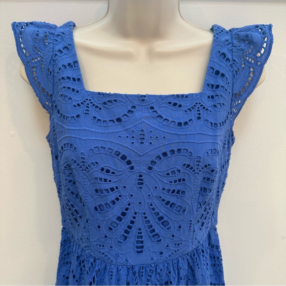 Talbots size 2p blue eyelet dress - Picture 9 of 10